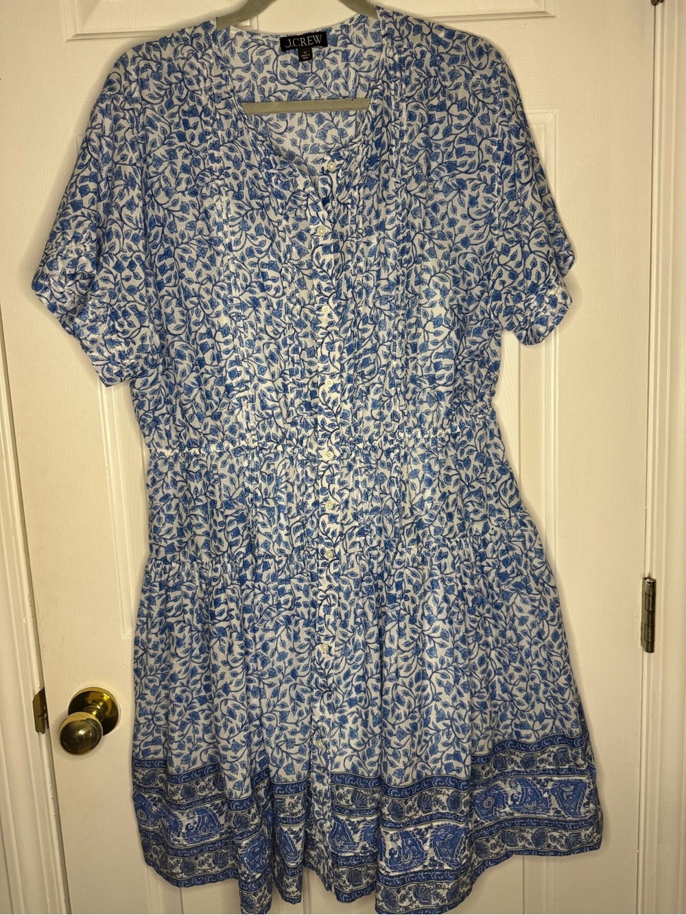 J. Crew XL Blue & White Floral Print Dress